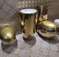 Ensemble WC et lavabo sur pied en céramique plaqué or, fabriqué en Chine, avec évacuation en P/S, design moderne, économie d'eau