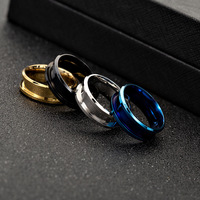 Trendige Hochwertige Minimalistische 8mm 6mm 4mm Edelstahl 18K Vergoldete Mehrfarbige Blanko-Ringe mit Rillen-Einlage