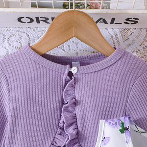 <span class=keywords><strong>Abbigliamento</strong></span> Autunnale per Bambini, <span class=keywords><strong>Elegante</strong></span> Vestito Floreale con Fiocco e Cardigan con Bordo a Volant, Set 2 Pezzi per Bambine - Product Image 6