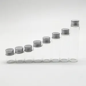 MIni Glass Tube 5ml 10ml 15ml 20ml 25ml 30ml 50ml 60ml 100ml 120ml Clear Glass Storage Vial Bottle With Aluminium Screw Cap
