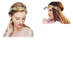 Ikat kepala mahkota daun logam Fashion baru cantik sederhana royal mahkota rambut ikat kepala wanita perempuan aksesori rambut hiasan kepala - Product Image 4