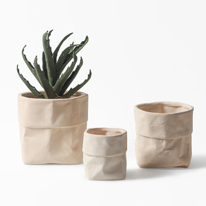 Personalità creativa uso domestico in ceramica sacchetto di carta Kraft verde edera succulenta <span class=keywords><strong>Cactus</strong></span> <span class=keywords><strong>vaso</strong></span> <span class=keywords><strong>da</strong></span> tavolo <span class=keywords><strong>vaso</strong></span> <span class=keywords><strong>da</strong></span> tavolo - Product Image 3