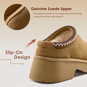 YL-25390 plate-forme <span class=keywords><strong>sabots</strong></span> pour femmes confortable daim automne pantoufles avec fourrure chaude doublé sans lacet chaussures extérieur intérieur maison - Product Image 4