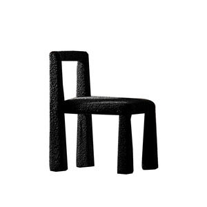 Silla de comedor tapizada en lana de cordero, respaldo en T negro, respaldo en H, diseño moderno minimalista para el interior del hogar - Product Image 5