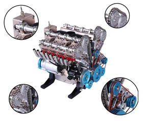 Teching 4 Motor en línea Kit de modelo de metal Montaje de 4 cilindros Motor 350 + Piezas DM113 Experimento Física Educación DIYToy Regalo - Product Image 3