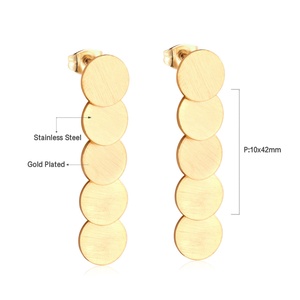 Boucles d'oreilles longues à pampilles en acier inoxydable 316L plaqué or, design géométrique personnalisé, pour filles et femmes - Product Image 6