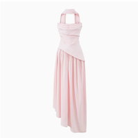 Robe rose élégante sans bretelles pour femme 2026, avec baleines, vente en gros, pour l'été, les soirées et le style urbain, couleur unie, Vestidos