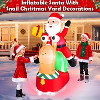 Vente en gros usine : Décoration gonflable lumineuse de Noël, Père Noël montant sur une escargotte avec sac cadeau, pour extérieur et fêtes