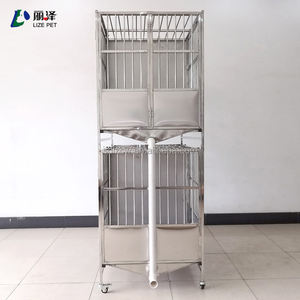 Gabbia <span class=keywords><strong>per</strong></span> <span class=keywords><strong>Cani</strong></span> Grande e Robusta in Acciaio Inox Pieghevole con Drenaggio, Gabbia <span class=keywords><strong>per</strong></span> Animali da Esterno a Due Piani con 4 Porte - Product Image 2