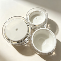 Crème pour les yeux personnalisée avec logo, flacon rond de 50 g, pot cosmétique pour crème de soin à double couche, type pression, sous vide