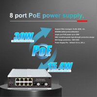 Switch industriel PoE 8 ports avec gestion WEB, connecté à 2 ports SC, monomode, monofibre, résistant aux hautes températures