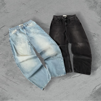 Pantalon vieilli personnalisé de haute qualité, vêtements de rue personnalisés, jean baggy délavé en denim vintage pour hommes, pantalons