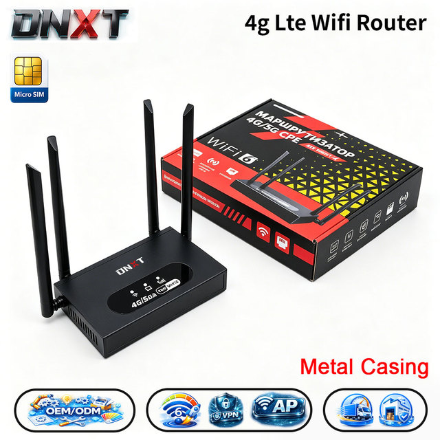 DNXT 4g Lte Wifi Router LTE Cat4 2.4GHz Wifi 6 Router Metal Casing 4g Wifi Router Fold Antenna VPN 4g Lte Wifi Modem Home Use