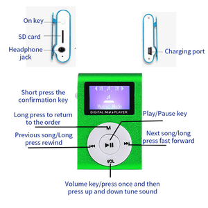 เครื่องเล่นเพลง MP3ขนาด3.5มม. พร้อมหน้าจอแสดงผลเข้ากันได้กับโทรศัพท์มือถือและหูฟัง3.5มม. - Product Image 4