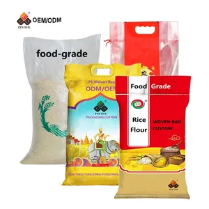 Custom Empty Packaging 25 Kg Polypropylene PP Woven Rice Grain Sack Bag 50 Kg 5 Kg 100Kg 20Kg PP Woven Bag
