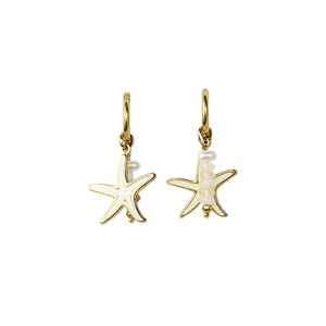 Boucles d'oreilles pendantes en forme d'étoile de mer, acier inoxydable 316L, placage or PVD, bijoux de mode durables - Product Image 2