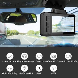 Caméras de recul cachées OEM 2 objectifs <span class=keywords><strong>Sony</strong></span> <span class=keywords><strong>4K</strong></span> GPS Boîte noire de voiture Surveillance de stationnement Wifi Caméra de tableau de bord DVR de voiture - Product Image 2