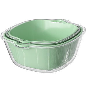 Double Layer Vegetable Washing Basin Drain <b>Basket</b> 8 Piece Set <b>Plastic</b> Simple Style For Kitchen Living Room Fruit Washing - Product Image 2