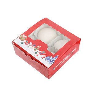 Christmas cake gift egg tart handmade cookie candy packing box with pvc transparent window