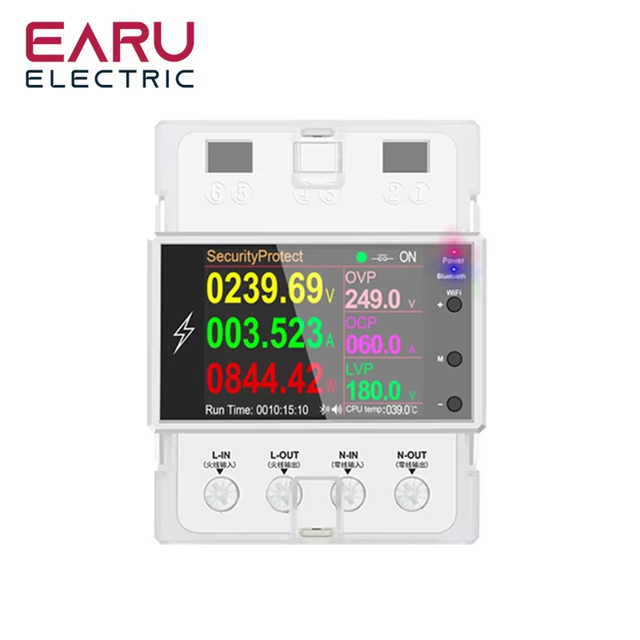 100A Tuya WIFI Din Rail Smart Switch Remote Control AC 220V 110V Digital Power Energy Volt Amp Kwh Frequency Factor Meter AT4PW