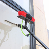 Sistema de Cepillo para Limpieza de Ventanas con Barra Telescópica de Aluminio de 18 Pies, Mango de Plástico, 3/4 Secciones, Ecológico