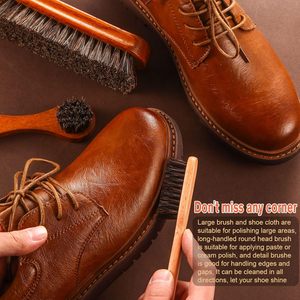 Crin de cheval brillant microfibre chiffon à chaussures vernis applicateurs daim nettoyant brosse Kit pour chaussures en cuir et soins des bottes - Product Image 4