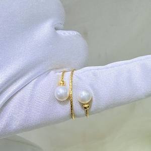 Zhuji Luxury Freshwater Pearl <b>Ring</b> 5-6mm Round Flawless Aurora 18K Plating Pure Silver Inlay with Adjustable <b>Opening</b> Elasticity - Product Image 5