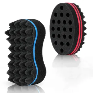 Custom Two-Side Curl Sponge Hair Twist Tool Curling Sponged Kids Black Men Hair Brush