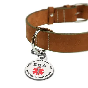 ESA thép không gỉ Keychain y tế cảnh báo biểu tượng dễ dàng gắn vào cổ áo khai thác và dịch vụ Dog vest dịch vụ Dog ID tag