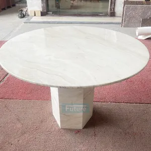 Mesa de jantar de mármore polido natural, mesa de jantar