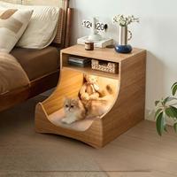 Table d'appoint moderne en bois avec rangement, écologique et adaptée aux animaux, pour la décoration du salon