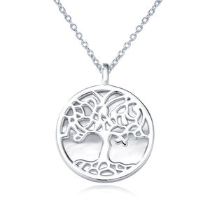 Collier classique en argent sterling 925 plaqué rhodium avec pendentif arbre de vie, chaîne minimaliste, bijoux tendance pour femmes - Product Image 1