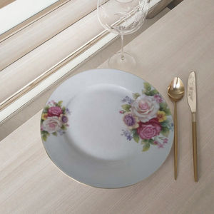 Assiette à petit-déjeuner ronde en céramique vintage Terre De Fer ensemble de cuisine classique français avec motif de fleurs roses pour fête vente en gros d'assiettes avec chargeur - Product Image 4