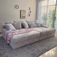 Canapé-lit nuage en peluche de style italien, une place, profondeur d'assise extra-large, en velours côtelé épais, style Wabi-Sabi, haut de gamme, moderne pour villa