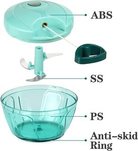 Accessoires de cuisine : Mini râpe, trancheuse, hachoir à légumes, coupe-fruits manuel, broyeur d'oignon et d'ail, multifonction en plastique - Product Image 6