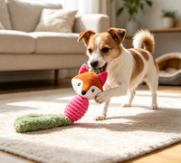 Nuevo Juguete Chirriante de Peluche con Forma de Perro de Dibujos Animados, Juguete Interactivo de TPR para Masticar, Juguete Sonoro para Mascotas, para Cachorros Pequeños y Medianos