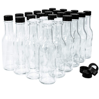 Bouteille en verre de 150 ml (5 oz) ou 240 ml (8 oz) pour sauce tomate, sauce piquante, sauce chili, vinaigrette, avec insert verseur et bouchon noir scellé