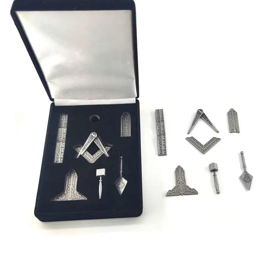 Mason gift set massonico blue lodge tools Freemason mini set di attrezzi da lavoro in scatola di velluto