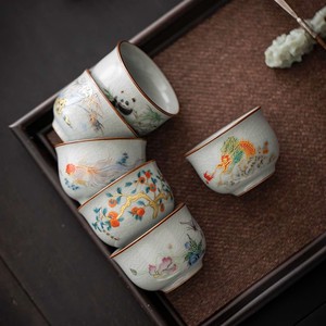 ถ้วยชา กงฟู เคลือบลายแตกแบบเตาเผา Ru, ถ้วยชาเซรามิกจีนโบราณ, ถ้วยชาเซน - Product Image 2
