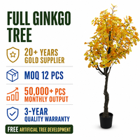 Arbre artificiel de Ginkgo doré, feuilles jaunes, plante artificielle, feuillage d'automne, plante en pot, verdure d'intérieur, vente en gros, fabricant