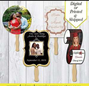 Éventails personnalisés imprimés avec logo/image/texte, éventails publicitaires en gros, cadeaux personnalisés pour mariage/anniversaire - Product Image 4