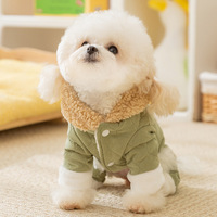 Automne hiver épaissi chaud matelassé poche laisse coton manteau pour chiens et chats (Teddy Bichon)