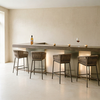 Ensemble de canapés d'extérieur au design nordique pour cour, patio, balcon, parc, trois places, résistant à l'eau, en rotin plastique, amovible, lavable