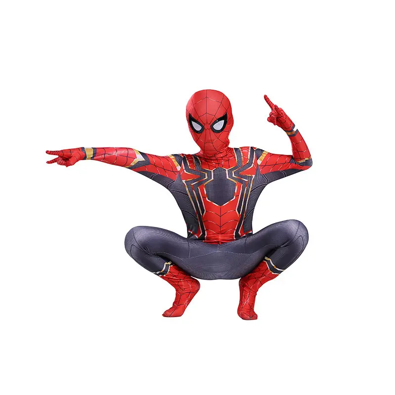 Traje de Spiderman de una pieza para adultos y niños, traje de Halloween