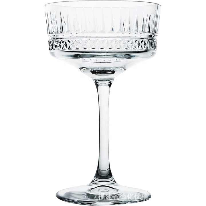 Wholesale Ice Cream Juice Cocktail Glass Borosilicate Glass Clear Rippled Stem Wine Glasses for Party Wedding