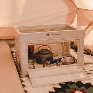 Bacs de rangement mobiles de Camping, boîte pliante <span class=keywords><strong>en</strong></span> <span class=keywords><strong>plastique</strong></span> avec couvercle <span class=keywords><strong>en</strong></span> bois, grand Volume, 2 pièces - Product Image 1