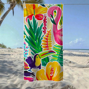 Toalla de playa con diseño de flamencos y flores tropicales, extragrande, de secado rápido, ligera, sin arena, para viajes, piscina, camping - Product Image 1
