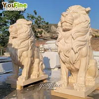 モダンな屋外ガーデン装飾大理石石大きなライオン像立っています