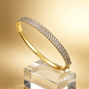 CUSTOM 10K/14K/18K SOLID GOLD LAB GROWN CVD IGI/HPHT Round BRILLIANT CUT DIAMOND CLASSIC ENGAGEMENT PARTY <b>BANGLE</b> for <b>MEN</b> & WOMEN - Product Image 5