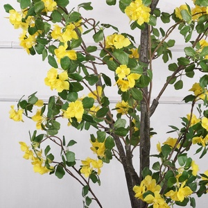 Qiaoqihao — petit arbre de fleurs d'abricot et fleurs, centre de table intérieur artificiel en soie, artemiaque, pour décoration de mariage, pour fête - Product Image 5